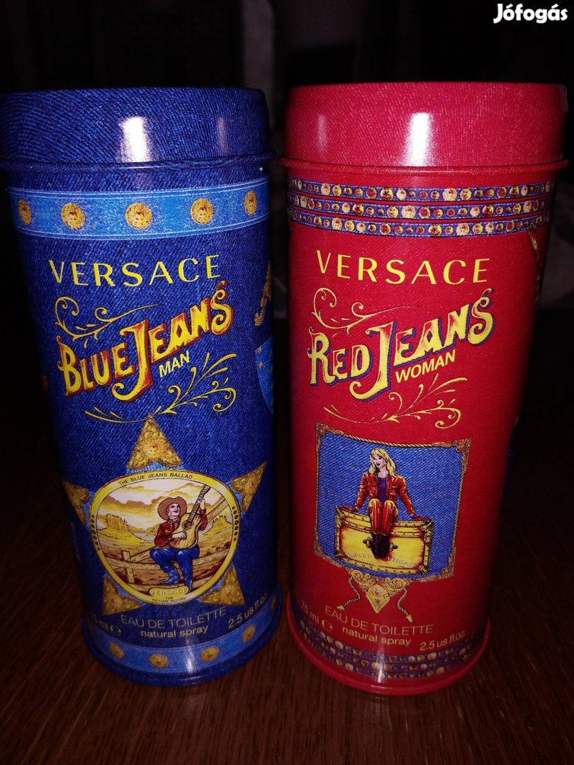 Üres fémdobozok Versace EDT Red Jeans Blue Jeans