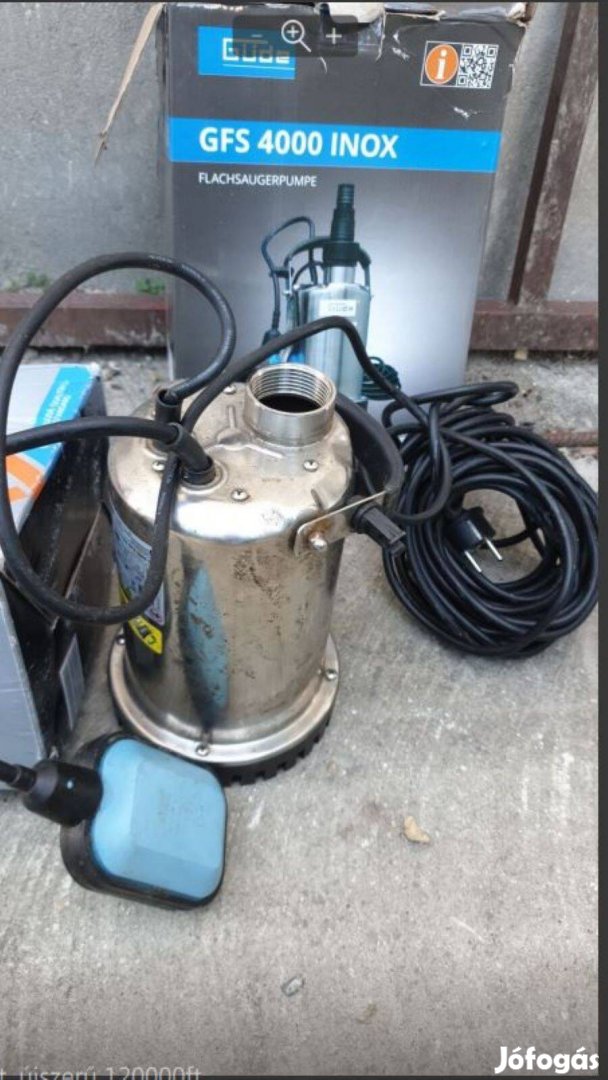 Úszó automatával, 7000L/óra teljesítménnyel, Inox sekély vízszivattyú