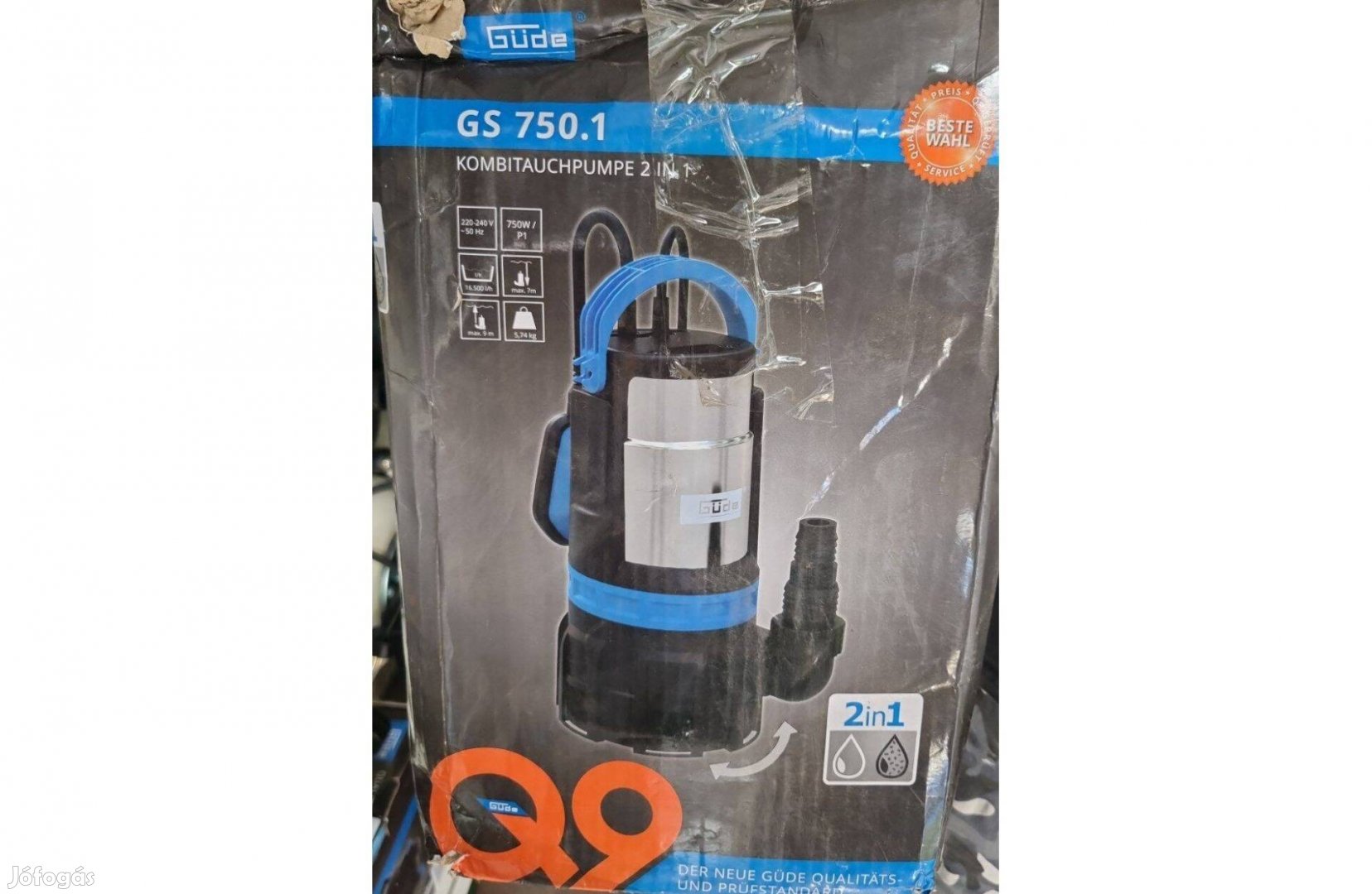 Úszókapcsolóval, 750W-os erős szennyvízszivattyú 16500l/h vízhozammal