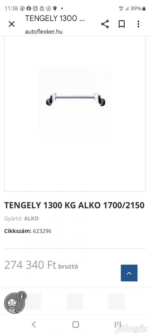 Utánfutó tengely Al-ko. 