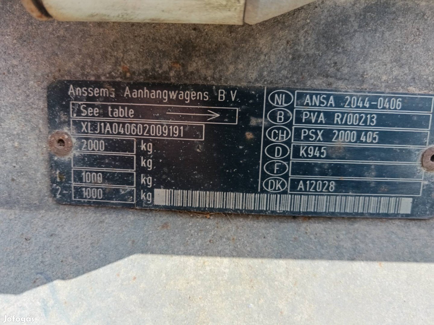 Utánfutó tréler 2t. eladó! 