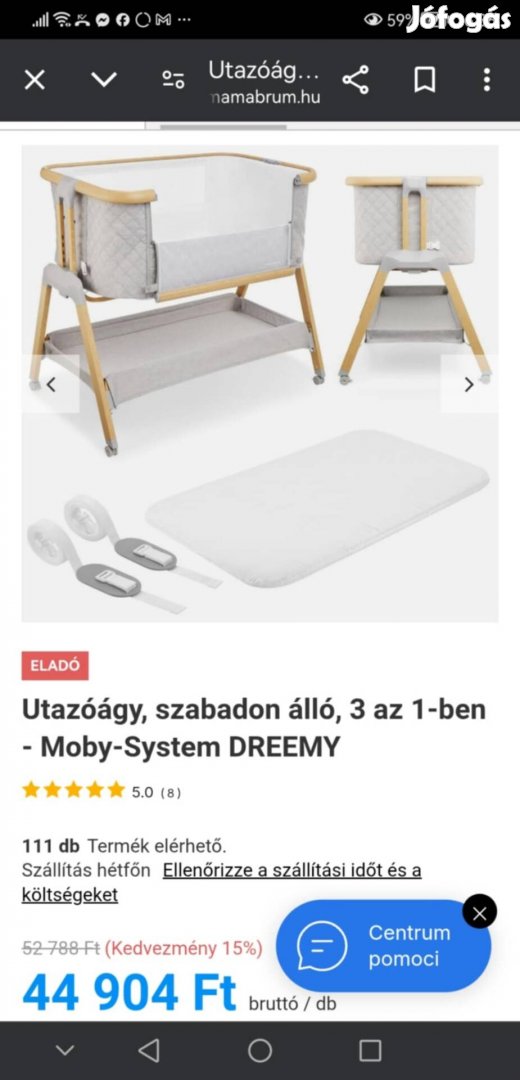 Utazóágy szabadonálló 3 az 1ben.