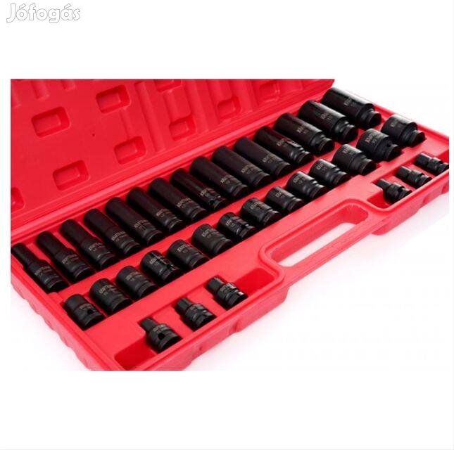Ütvecsavarozó dugókulcs készlet 1/2" 8-32 mm 35 db kerékleszedő fekete