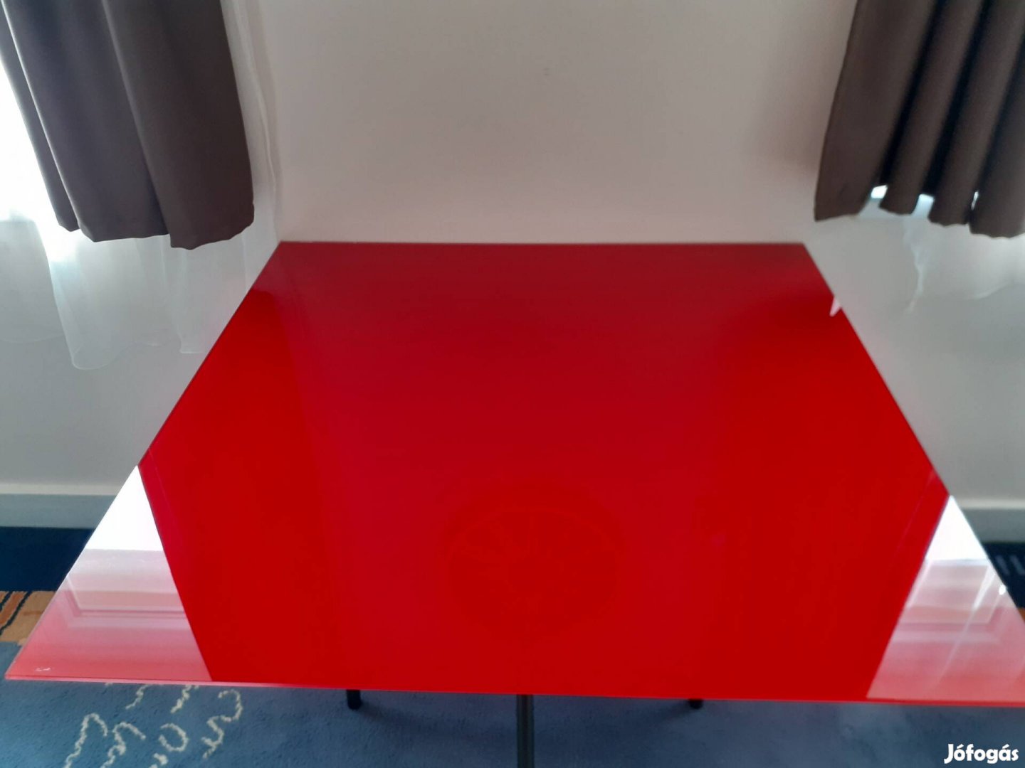 Üveg asztal lap piros 90x90 cm