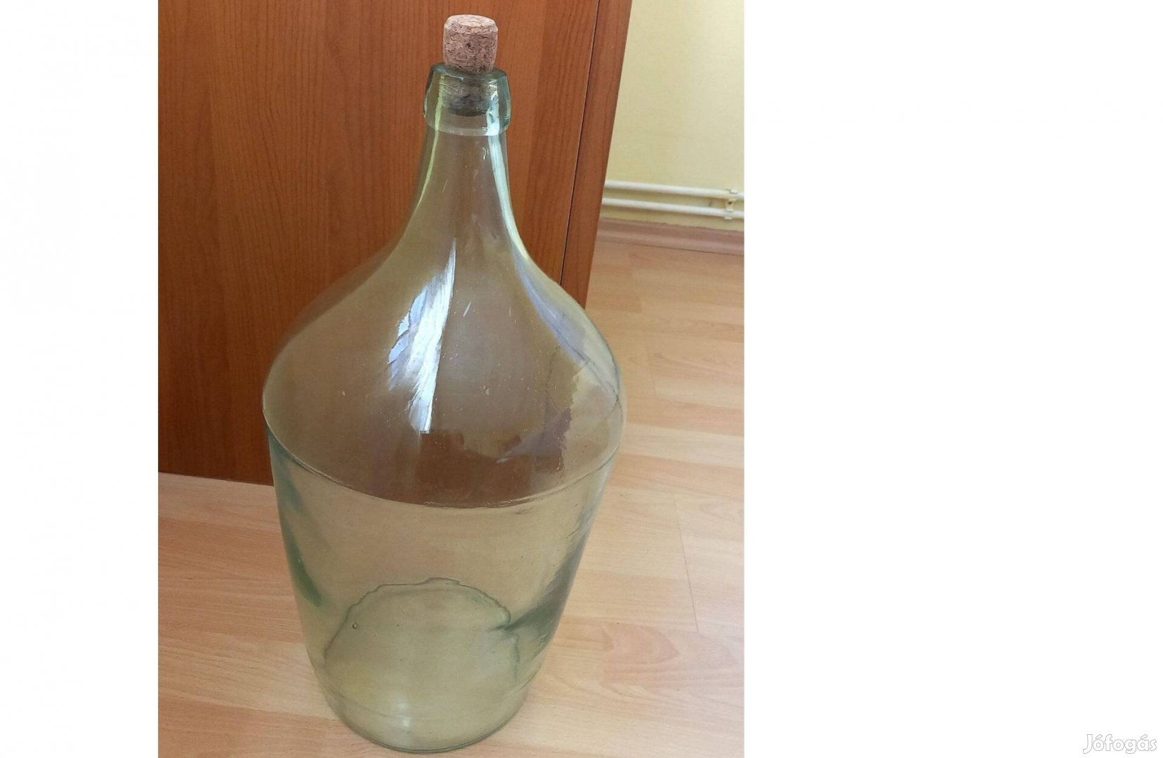 Üveg ballon, demizson, világos zöld, ásványvizboros,