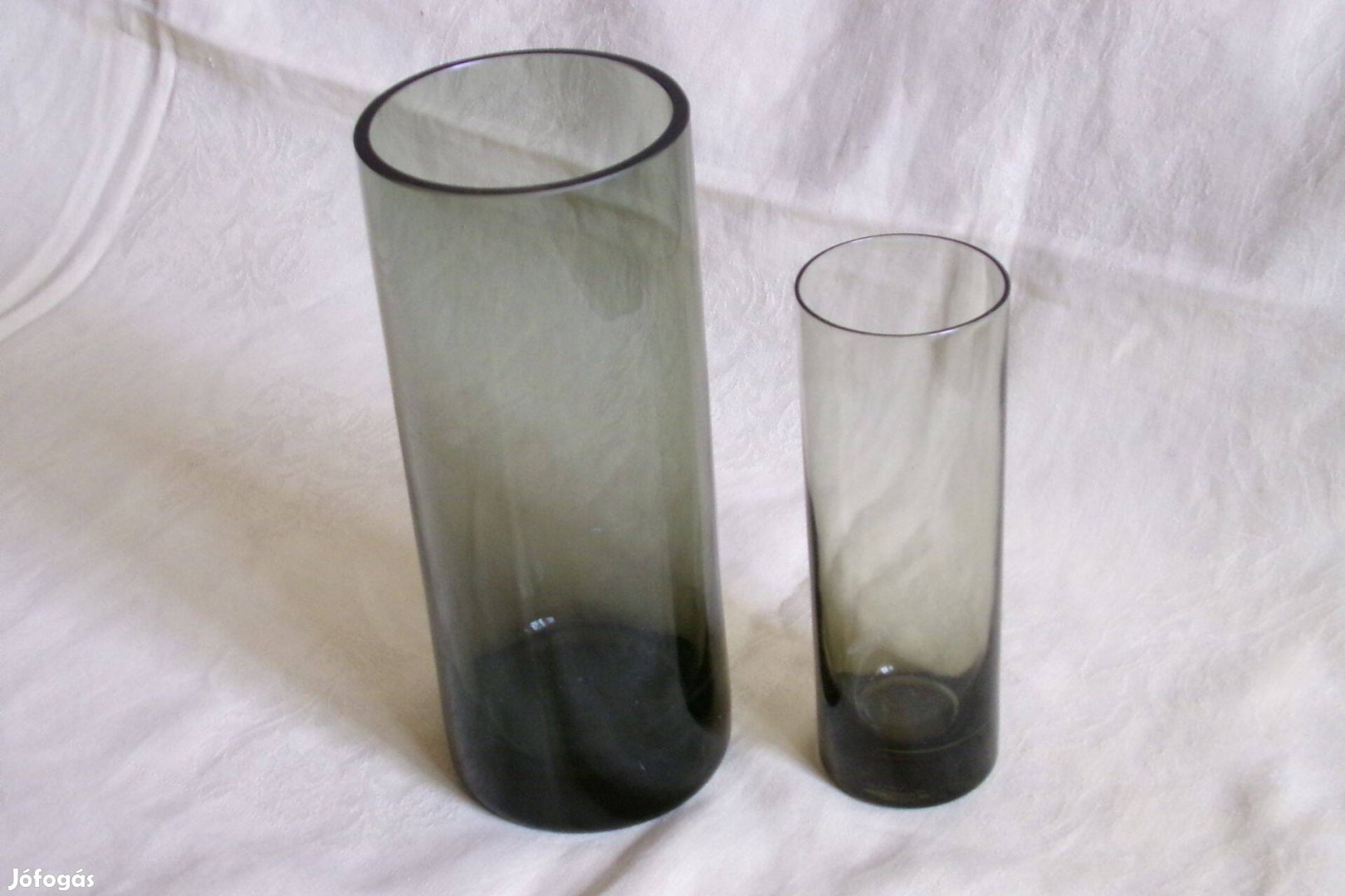 Üveg csőváza és cső pohár füstüveg 20x8cm 15x5cm egyben váza üvegváza