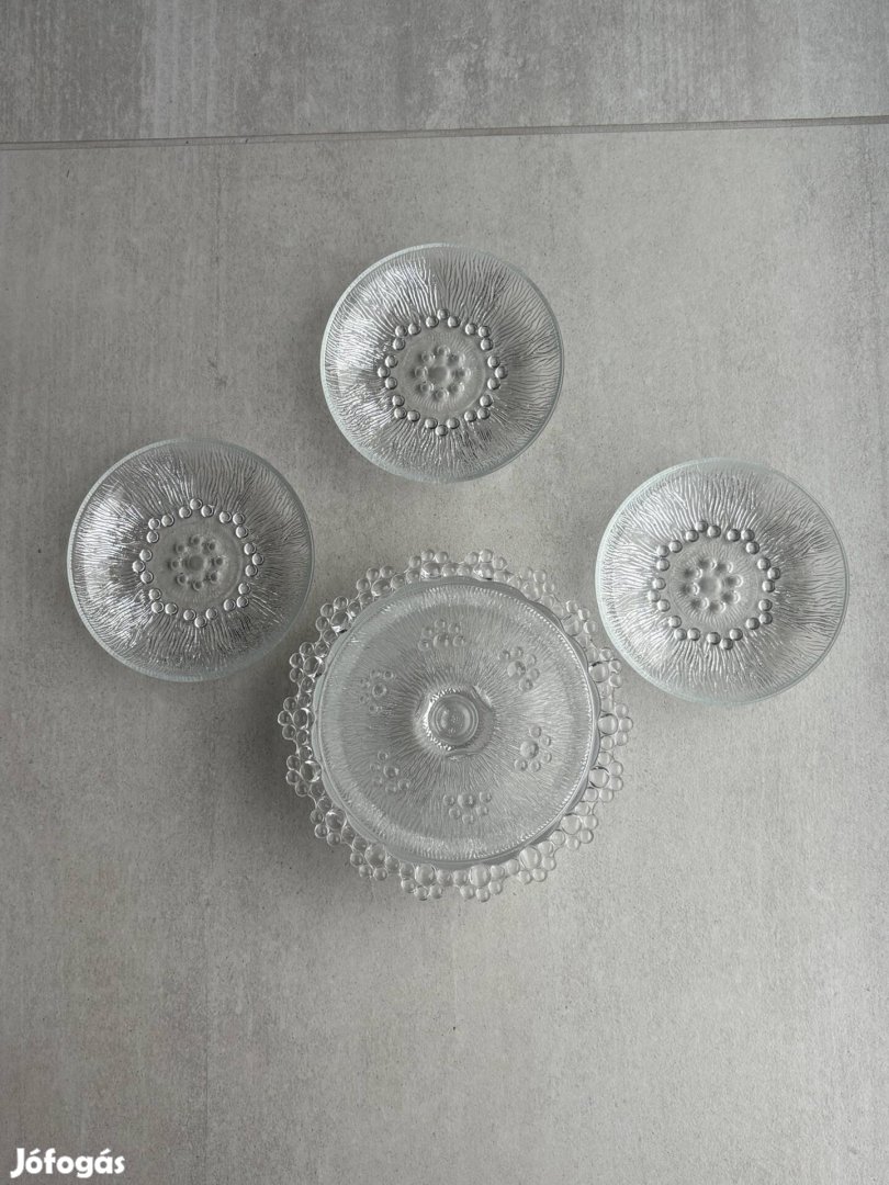 Üveg kistányér szett 4 db