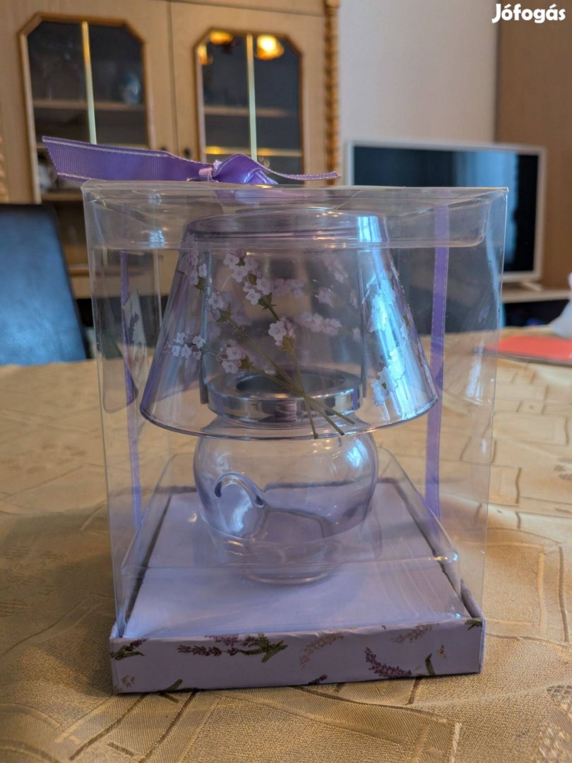 Üveg llóolaj-párologtató teamécses tartó