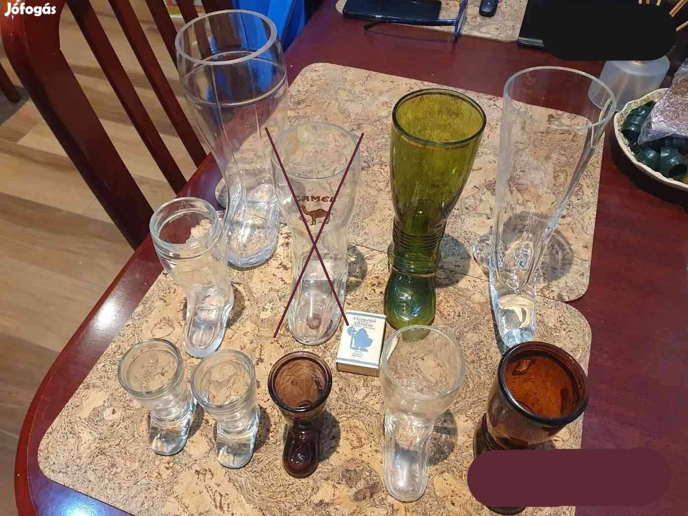 Üveg sörös csizma, sörcsizma pohár korsó gyűjtemény