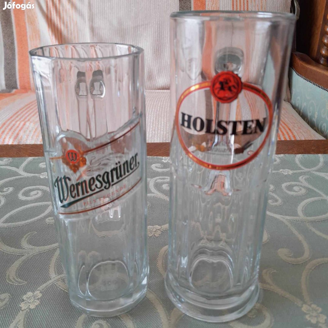 Üveg söröskorsó korsó - Hannen Alt, Wernesgrüner, Holsten