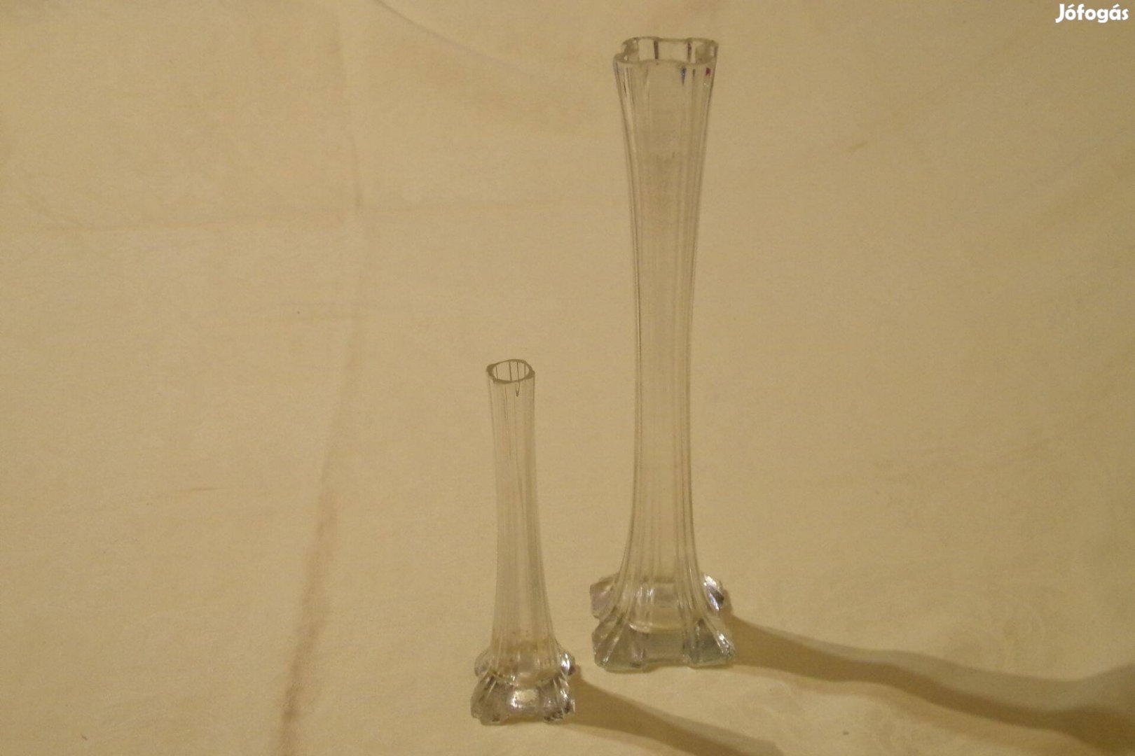Üveg váza egyszálas váza 5,5x5,5x25cm 4x4x14,5cm egyben üvegváza