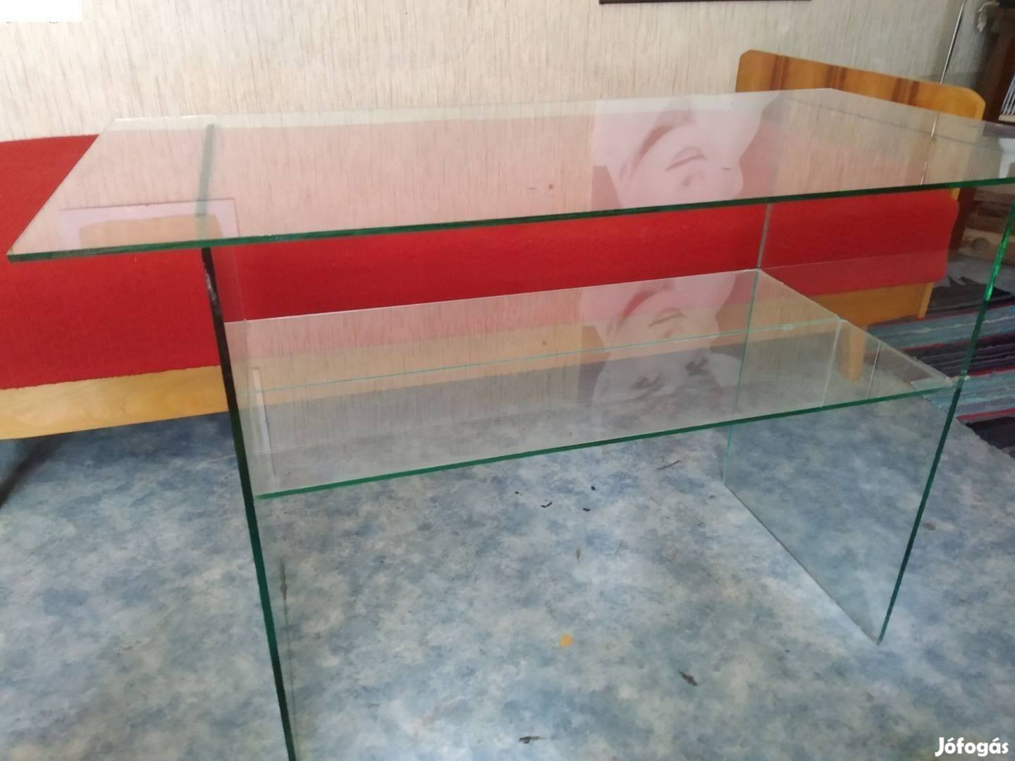Üvegasztal egyedi készítésű 53*100*64 cm