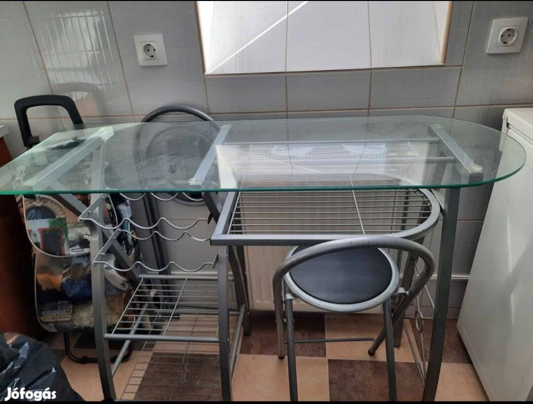 Üvegasztalos bárszett