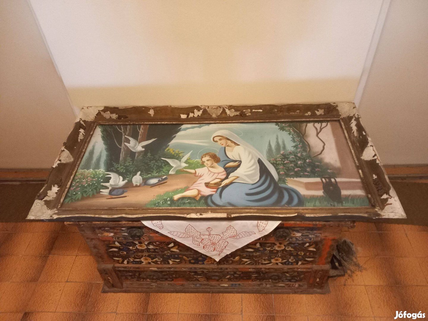 Üvegezett szentkép keretben 135 x 67 cm