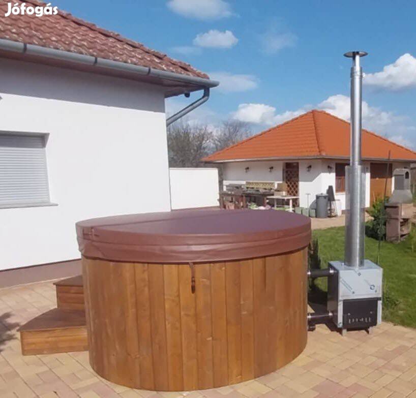 Üvegszálas dézsafürdő külső saválló inox szigetelt kályhával