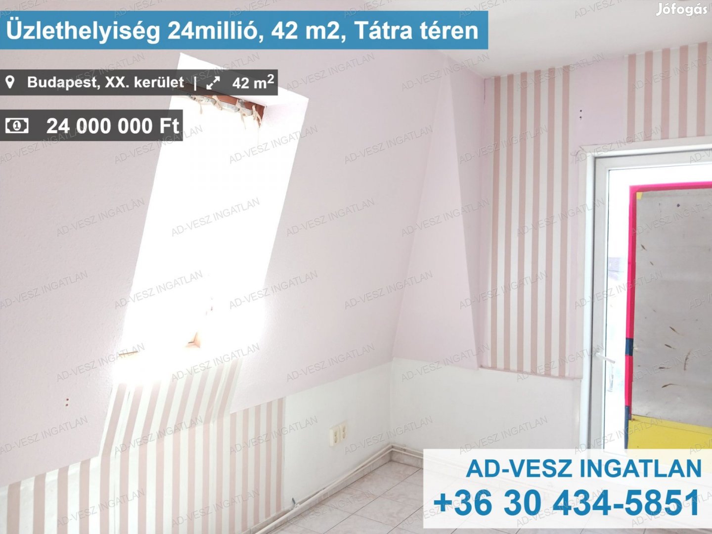 Üzlethelyiség 24millió, 42 m2, Tátra téren