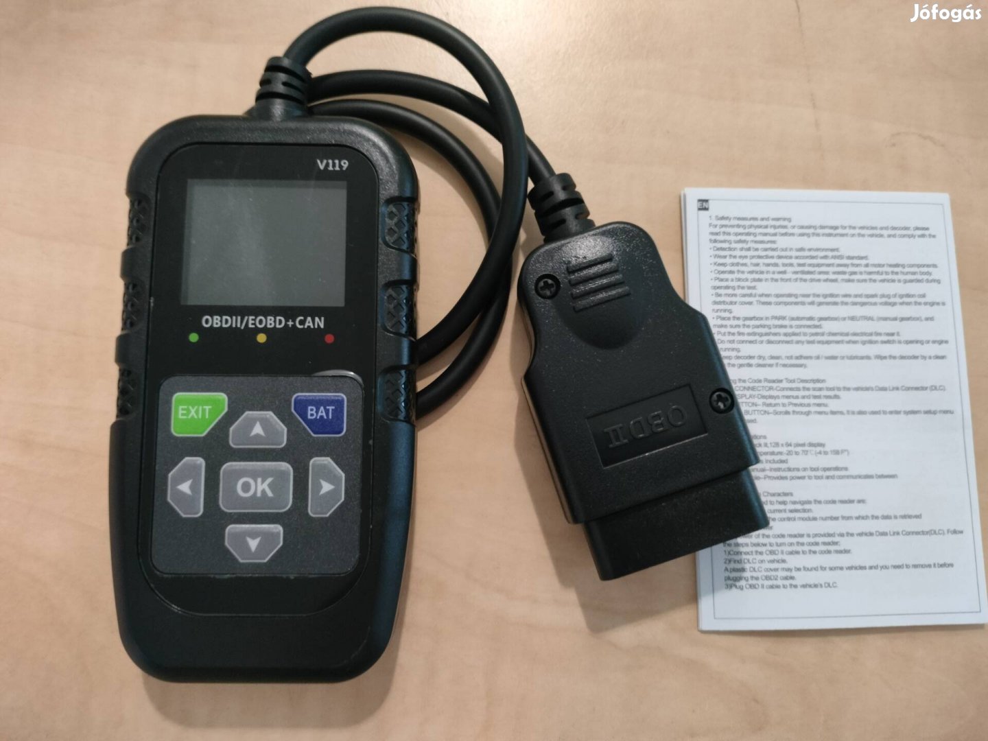 V119 OBD2 autódiagnosztika hibakód olvasó és törlő új 
