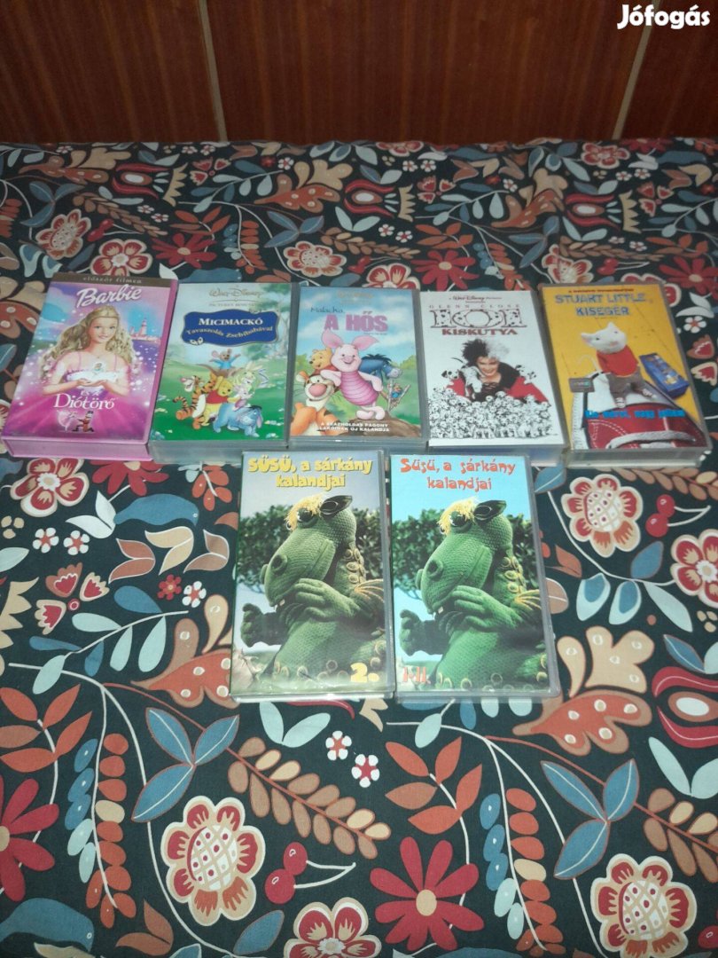 VHS mesekazetták Walt Disney mesék és két Süsü a sárkány