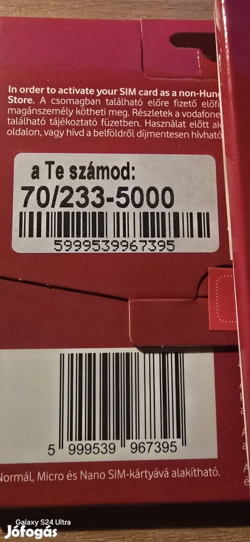 VODAFONE Könyü Telefonszám 233.5000.