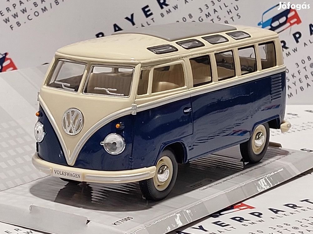 VW Bulli T1 transporter Samba (1962) - kék/krém - Kinsmart - 1:24