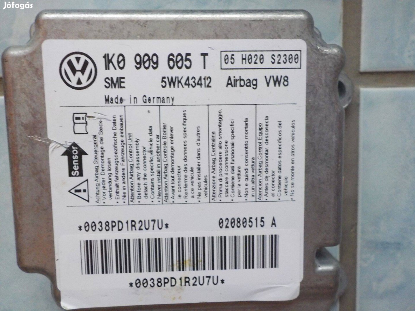 VW Golf 5 Variant,2008-as,1,9PDTDI-ről:légzsákvezérlő elektronika