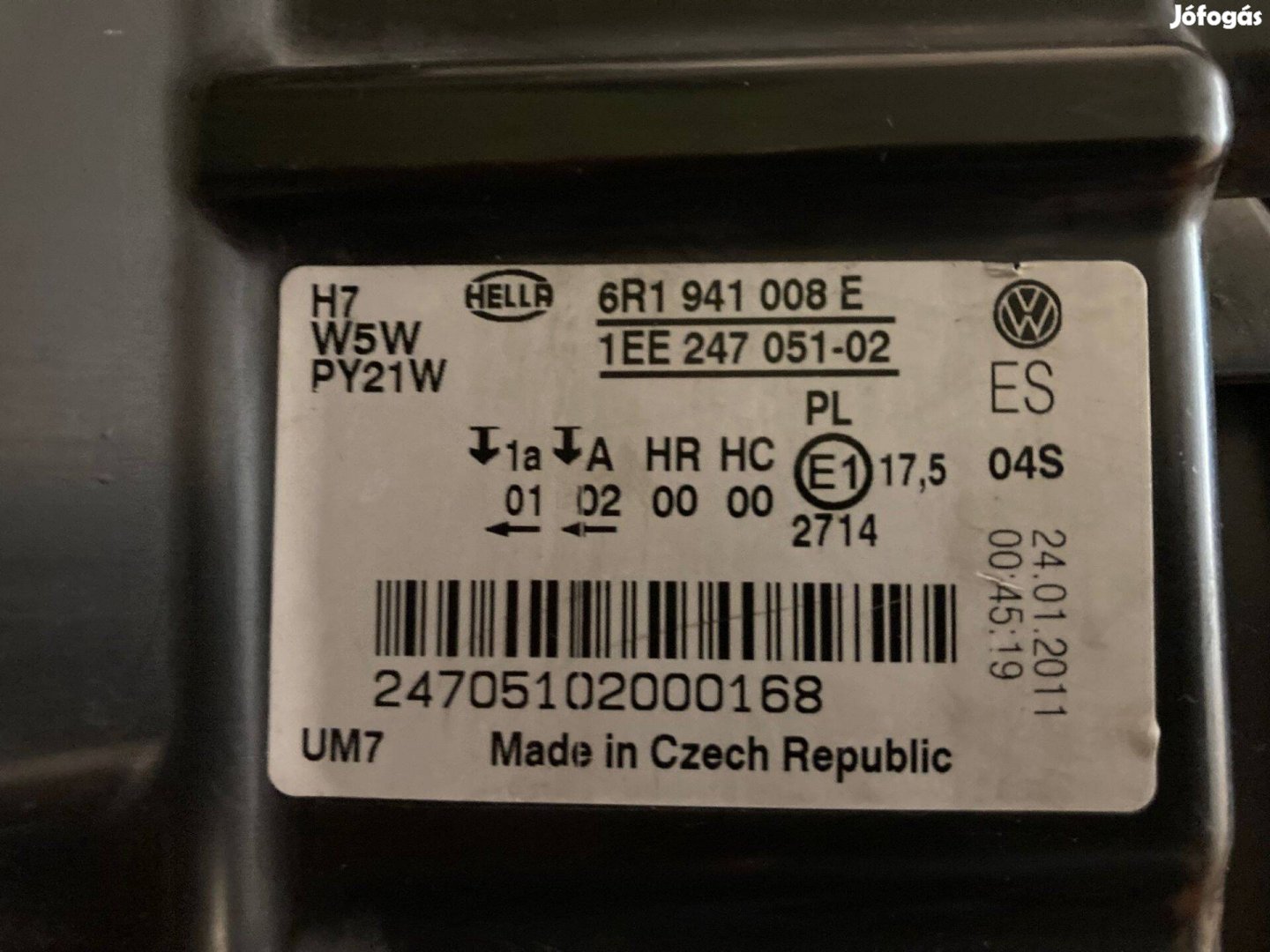 VW Polo V jobboldali lámpa, sérült