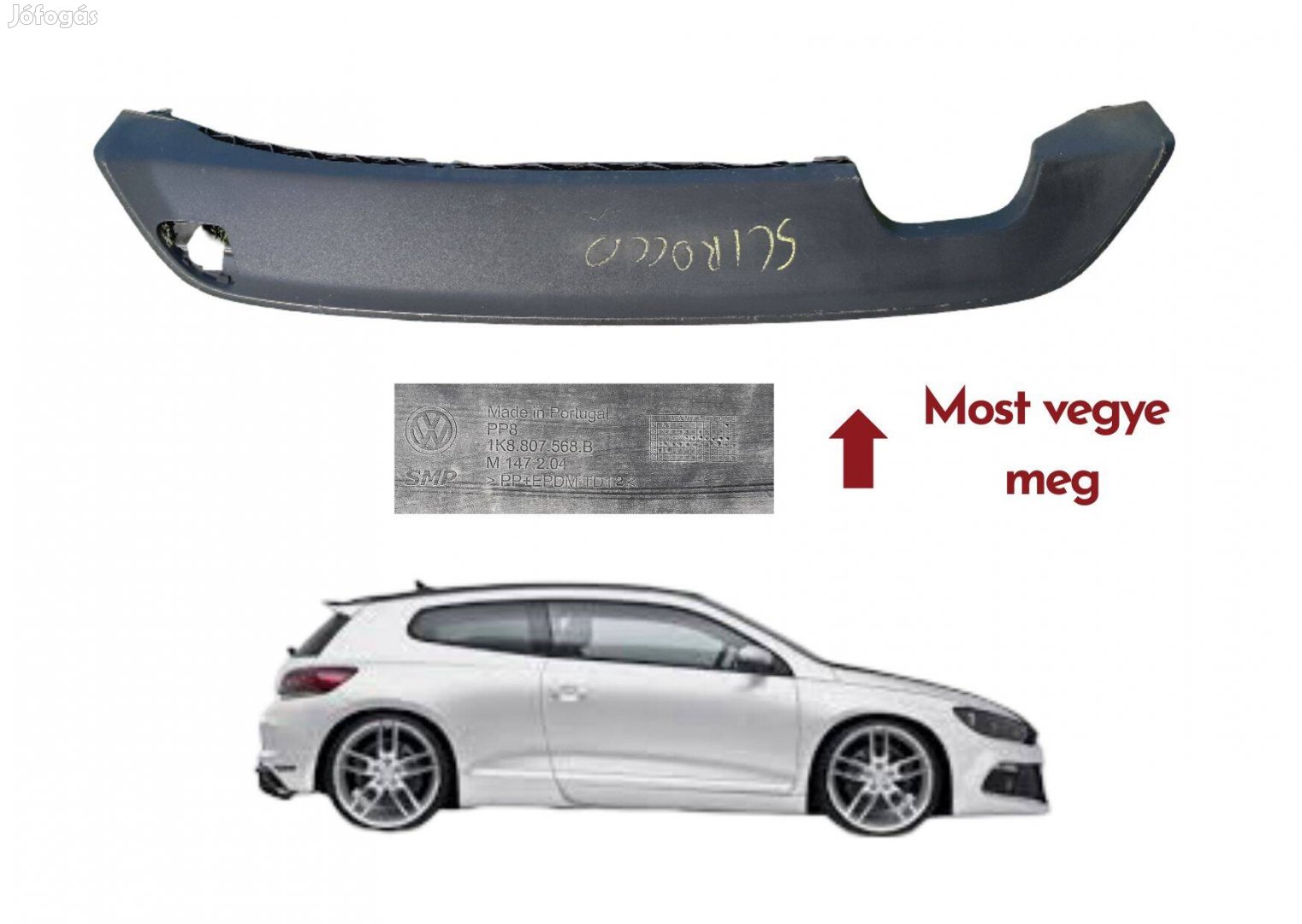 VW Scirocco Facelift hátsó alsó lökhárító burkolat 1K8807568B