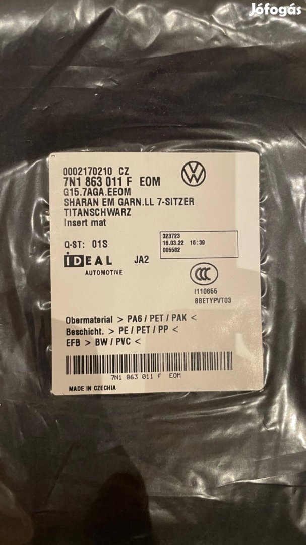 VW Sharan eredeti szövet szőnyeg_ 7 személyes