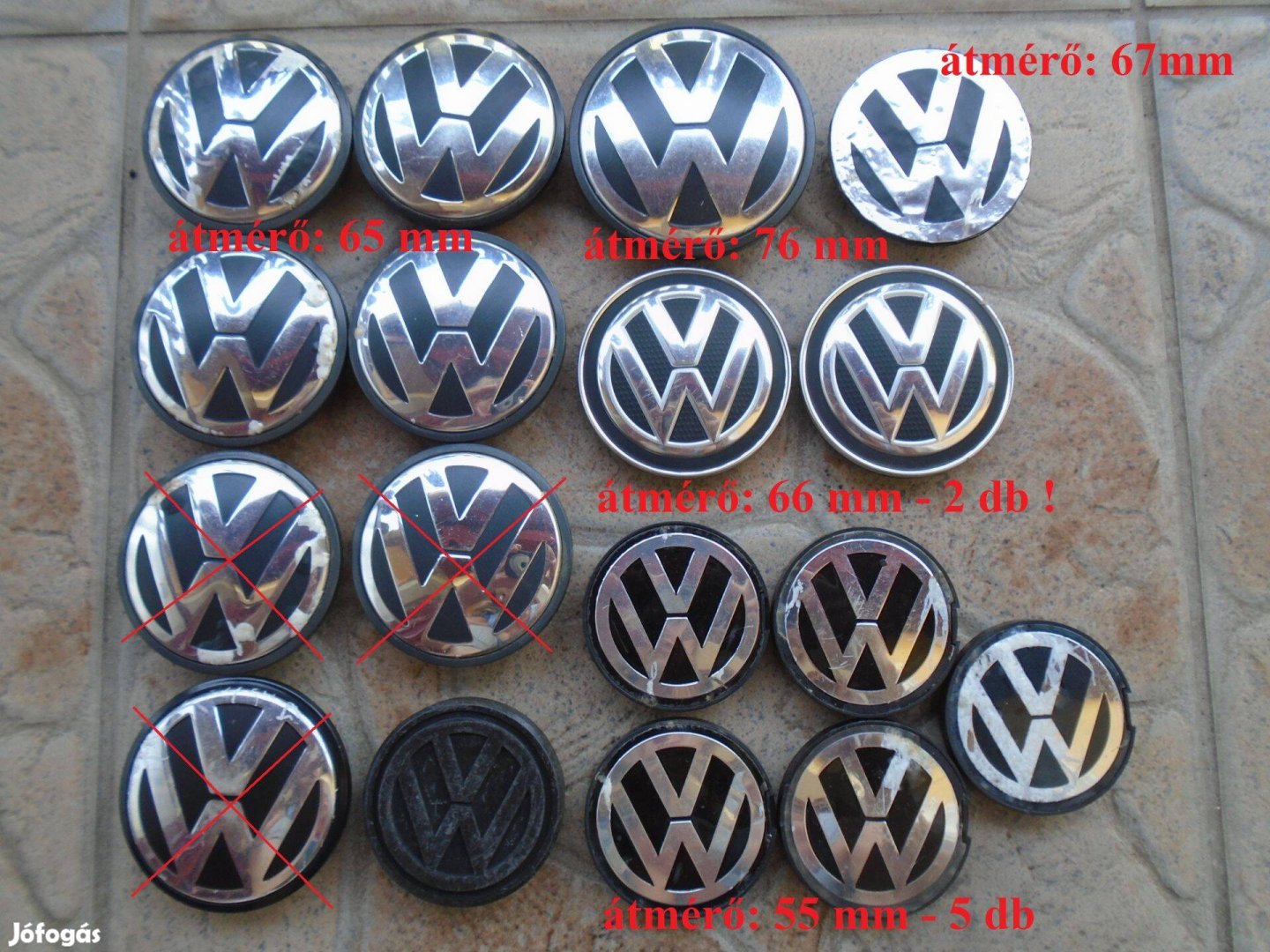 VW, Volskwagen gyári alufelni közép / porvédő