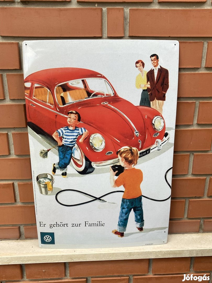 VW bogár reklám fémtábla 39x59 cm.