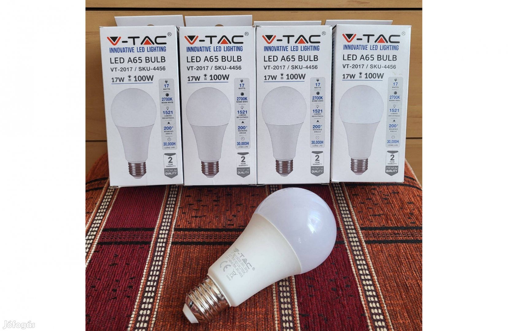 V-TAC E27 17W 2700K (meleg fehér-5db) LED izzó égő Új