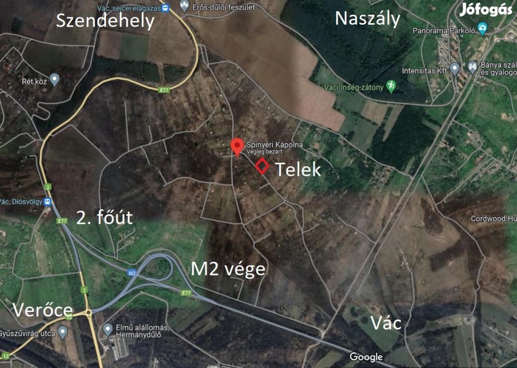 Vác, Spinyér utca, 881 m2-es, telek