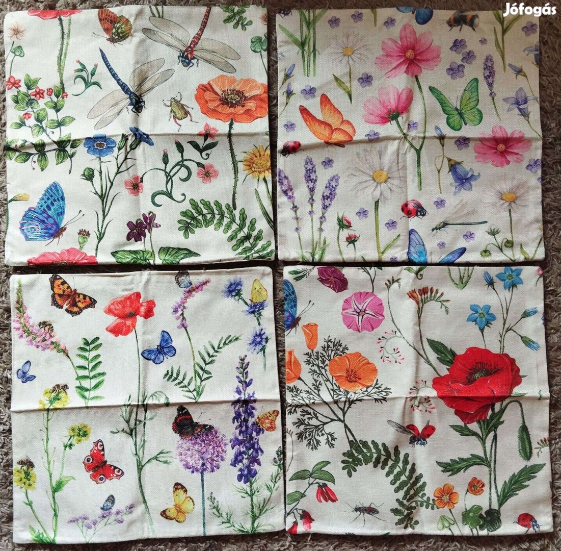 Vadiúj 4 db díszpárnahuzat szett, 45x45 virágos mező, cipzár