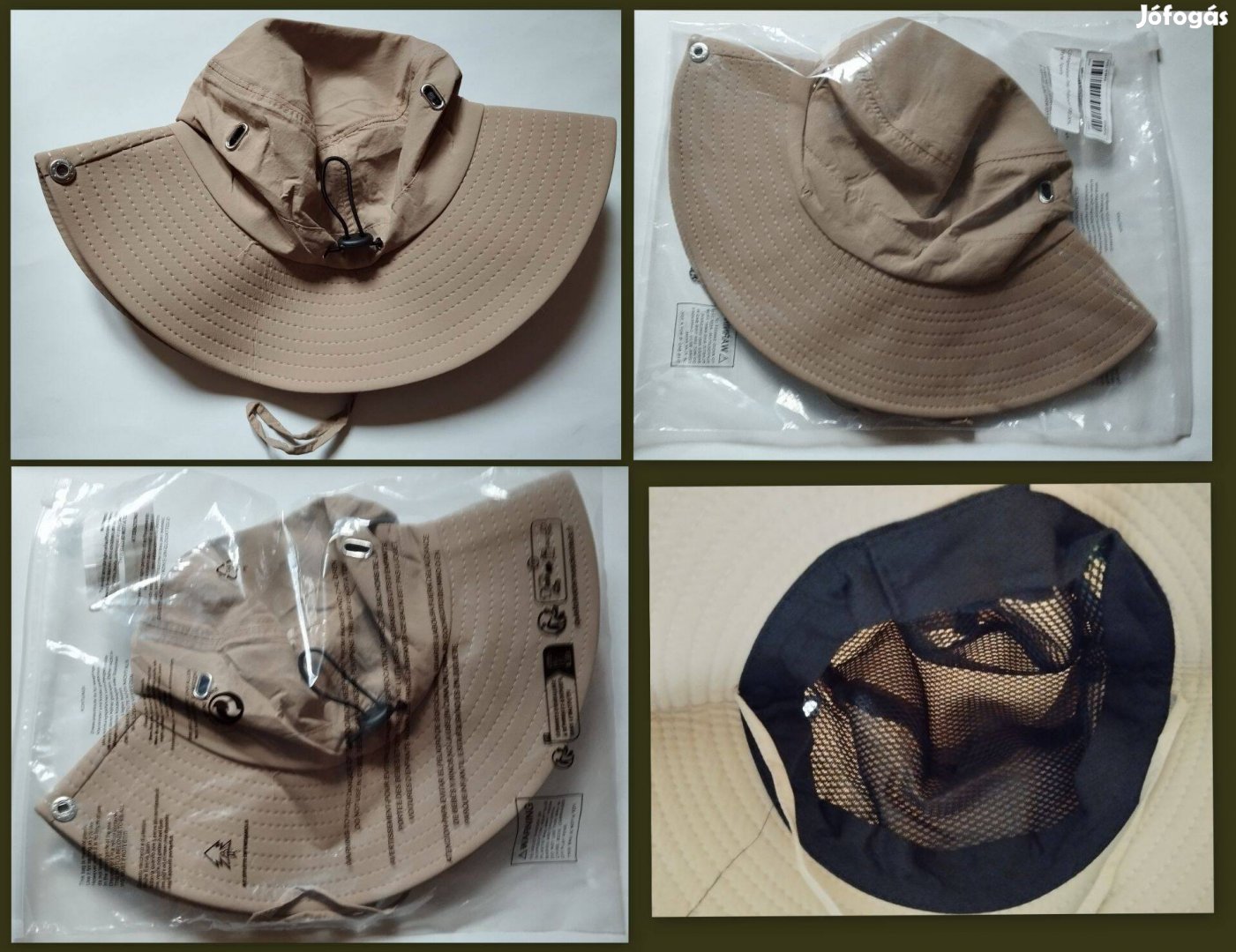 Vadiúj 54-58 cm napvédő kalap khaki, húzózsinoros, uniszex