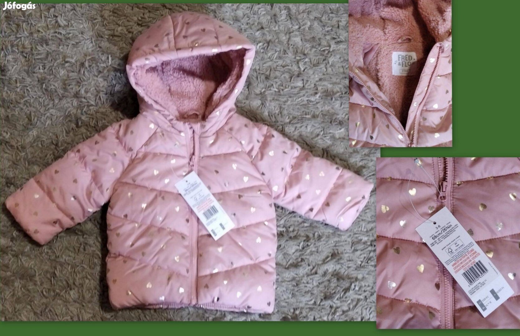 Vadiúj 68-as rózsaszín szívecskés kabát