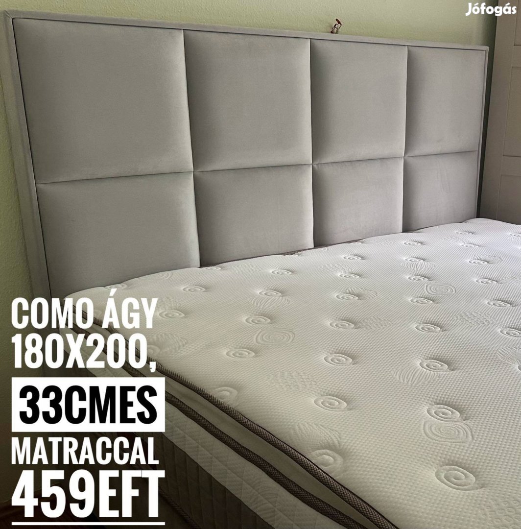 Vadiúj Como bársony szürke boxspring ágy 32cmes matraccal 180x200 459e