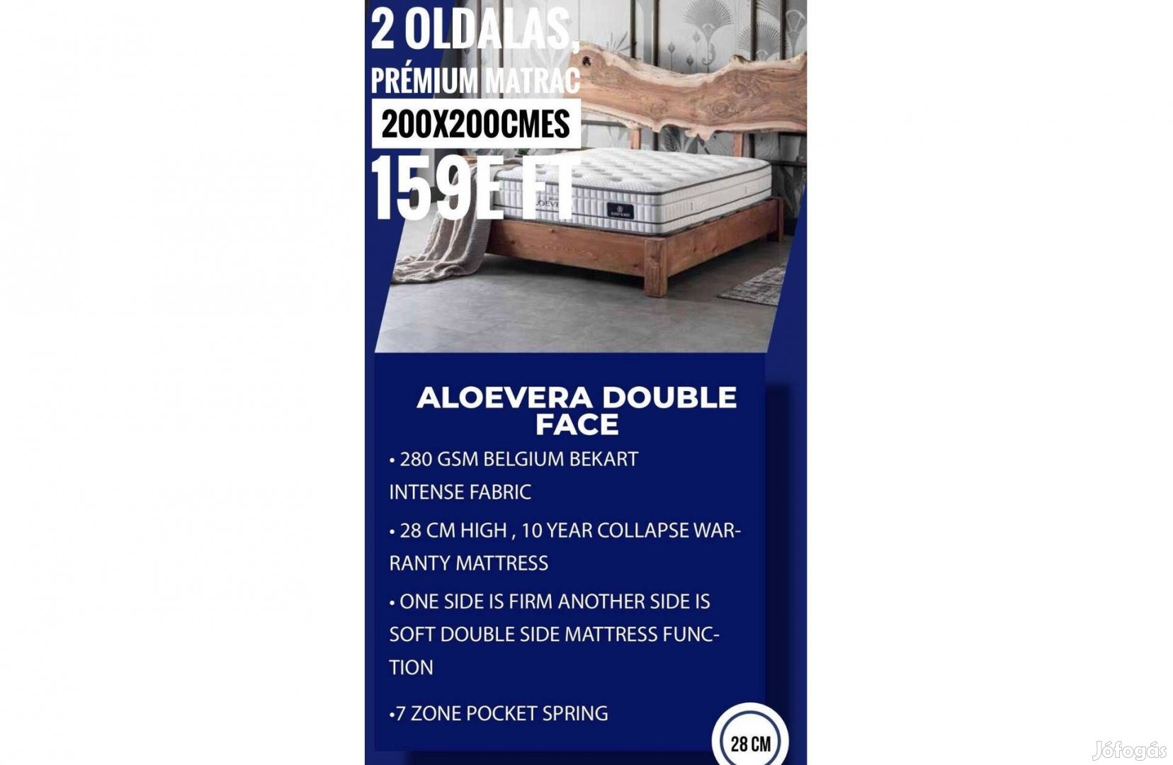 Vadiúj! 200x200 cm Aloe Vera Double 2 oldalas matrac gyári csomag 159e