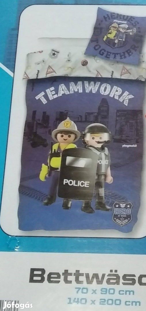 Vadiúj playmobil rendőr ágyneműhuzat szett, 100%pamut ökotex, 140x200