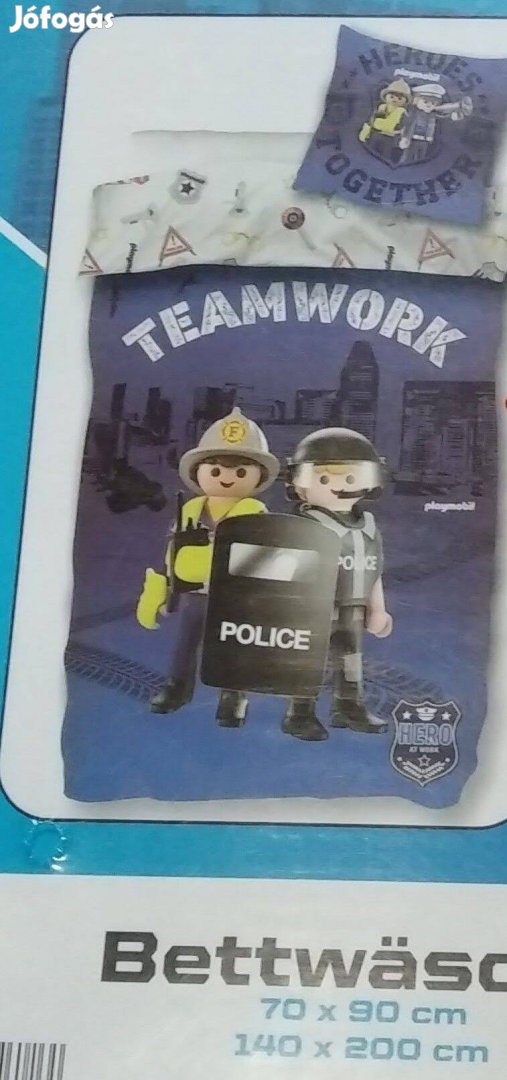 Vadiúj playmobil rendőr ágyneműhuzat szett, 100%pamut ökotex, 140x200