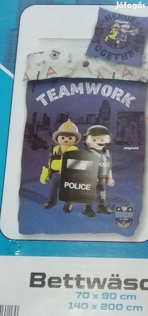 Vadiúj playmobil rendőr ágyneműhuzat szett, 100%pamut ökotex, 140x200