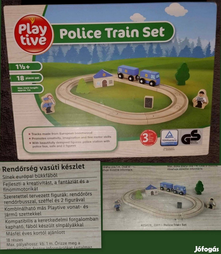 Vadiúj rendőrségi vasúti szett, playtive, kompatibilis, 18 részes