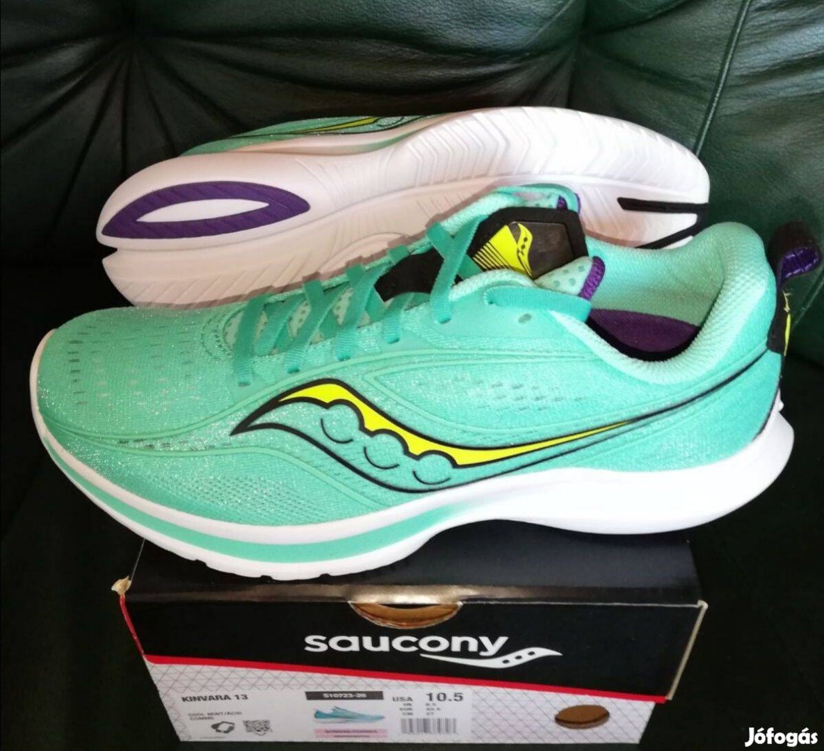 Vadonatúj Saucony Kinvara 13 COOL Mint / ACID Futócipő Méret: 42.5