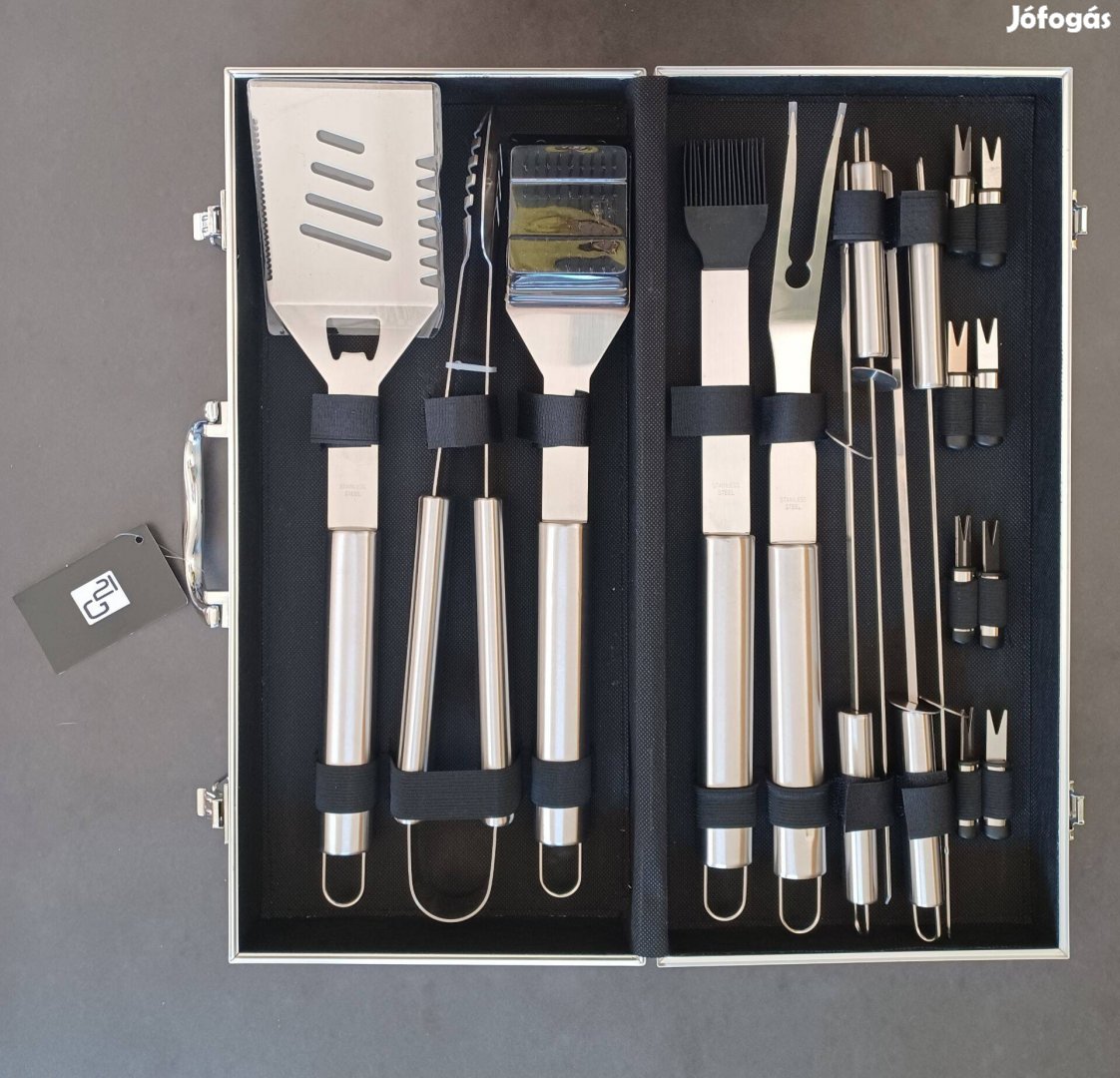Vadonatúj grillszett grillkészlet grillező szett alumínium tokban