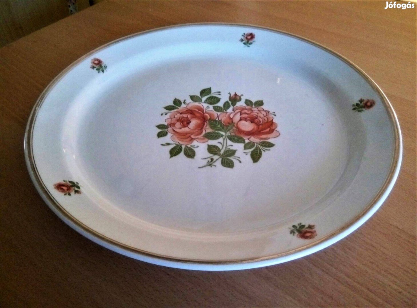 Vadrózsa csokor mintás Hollóházi nagy porcelán tál