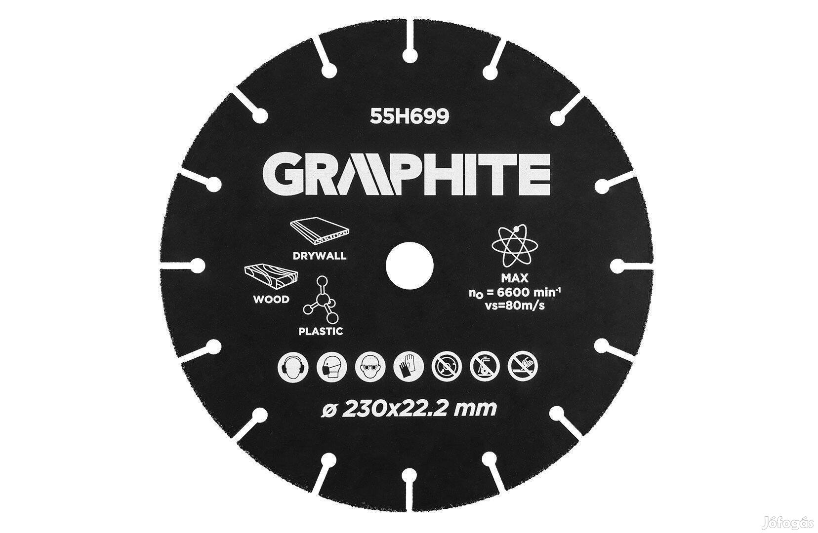 Vágókorong Graphite 230x22.2mm volfram-karbid univerzális műanyaghoz g