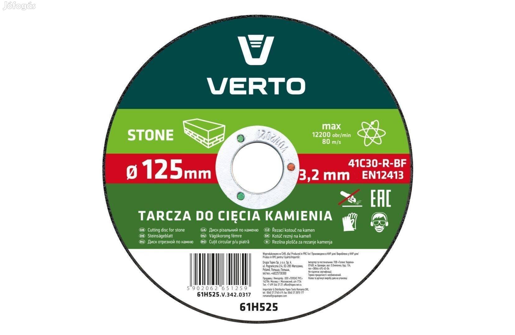 Vágókorong Verto 125x3.0mm kő 61H525
