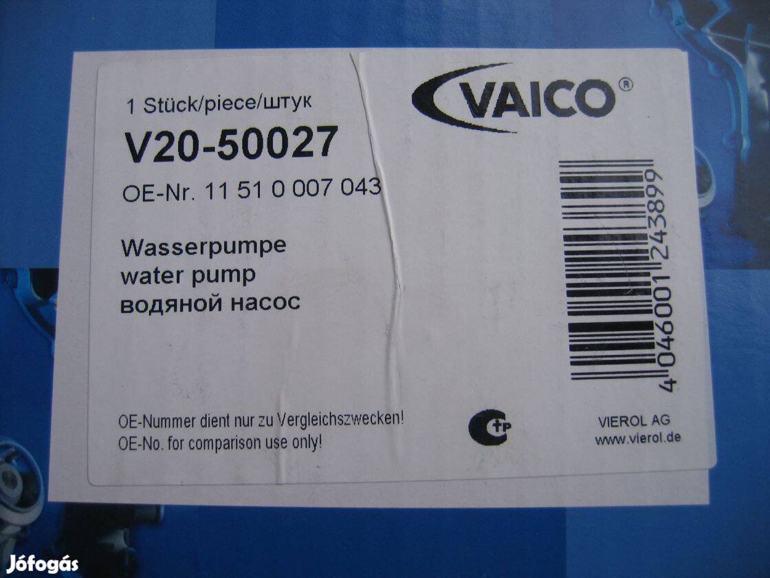 Vaico V20-50027 vizpumpa, BMW vízpumpa