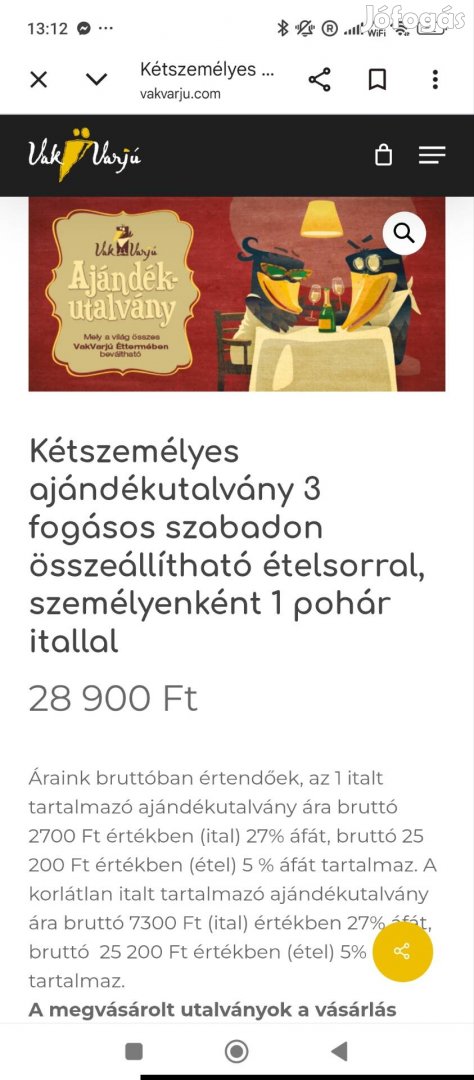 Vakvarjú Páros Voucher