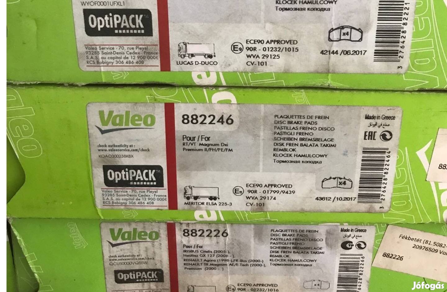 Valeo 882246 volvo , renault fékbetét