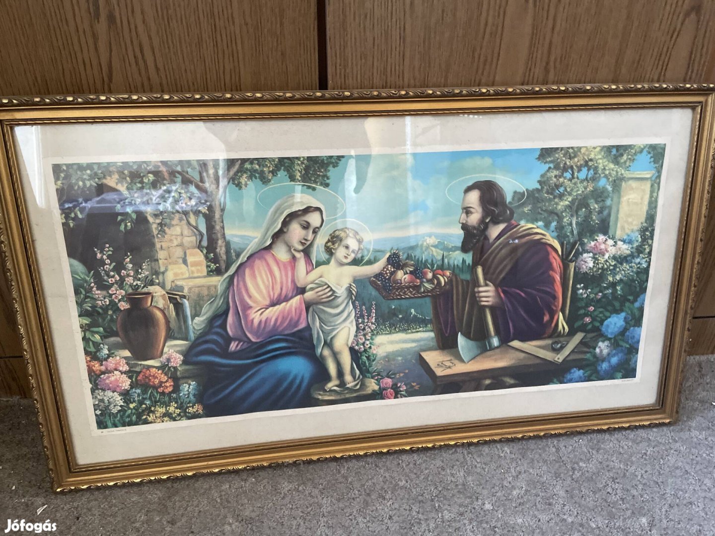 Vallási kép aranyozott kerettel 49x89 cm
